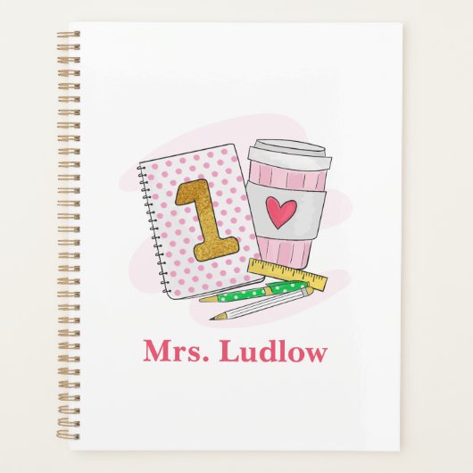 カスタムピンクファーストグレード先生評価 プランナー手帳 (正面)