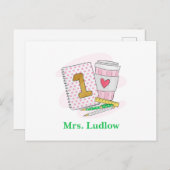 カスタムピンクファーストグレード先生評価 ポストカード (正面/裏面)