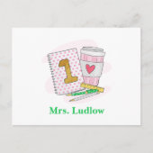 カスタムピンクファーストグレード先生評価 ポストカード (正面)