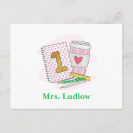 カスタムピンクファーストグレード先生評価 ポストカード