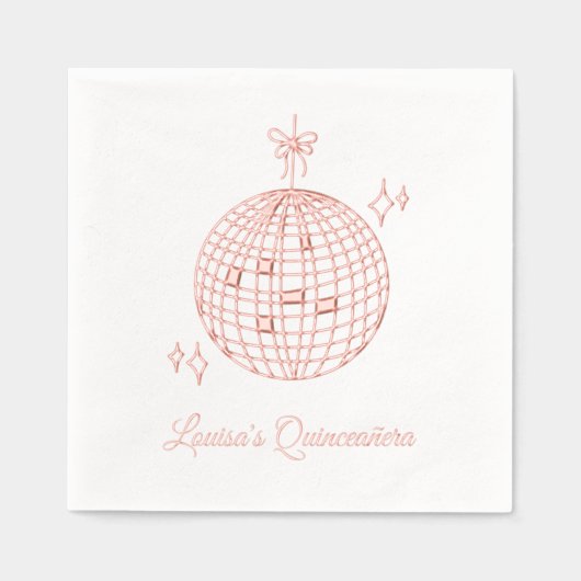 カスタムピンクフォイルディスコボールキンセアニラナプキンス 箔ナプキン (正面)