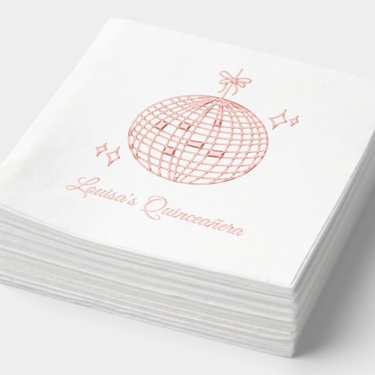 カスタムピンクフォイルディスコボールキンセアニラナプキンス 箔ナプキン (詳細)