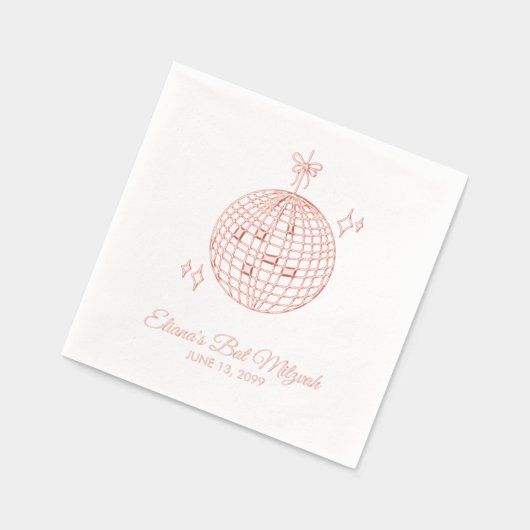 カスタムピンクフォイルディスコボールバルミツワーナプキンズ 箔ナプキン (左)