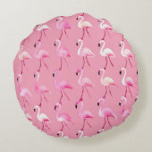 カスタムピンクフラミンゴパラダイスウオーターカラーパターン ラウンドクッション (裏面)