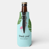 カスタムピンクフラミンゴ熱帯行先結婚式 ボトルクーラー (ボトル裏面)