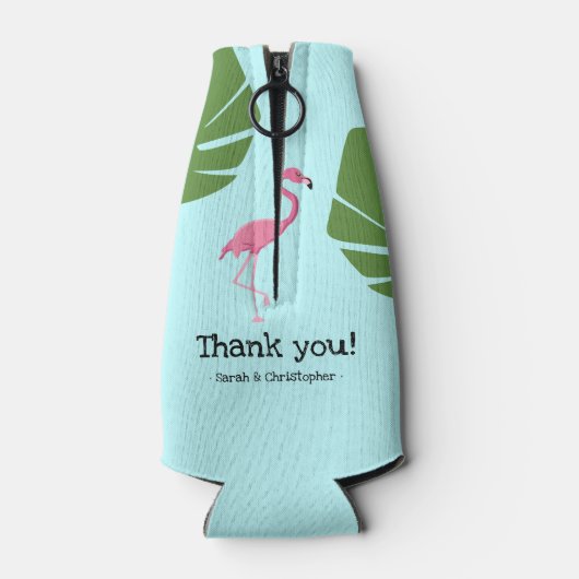 カスタムピンクフラミンゴ熱帯行先結婚式 ボトルクーラー (裏面)