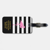 カスタムピンクフラミンゴon白黒ストライプ付 ラゲッジタグ (裏面横)