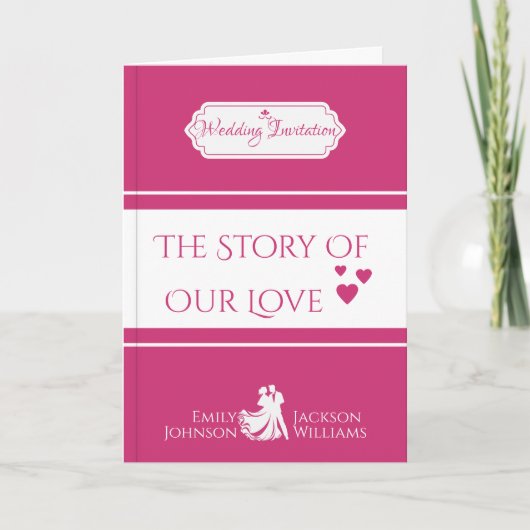 カスタムピンクブック – テーマ結婚式招待状 招待状 (正面)