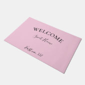 カスタムピンクブラックウェルカモダンムドアマット ドアマット (アングル)