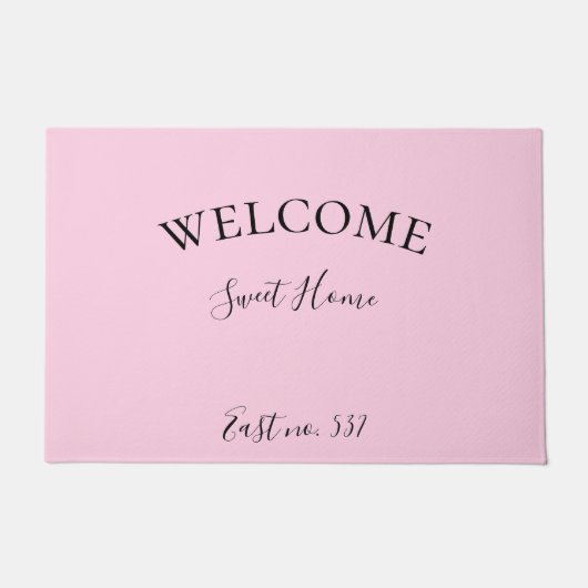 カスタムピンクブラックウェルカモダンムドアマット ドアマット (正面)