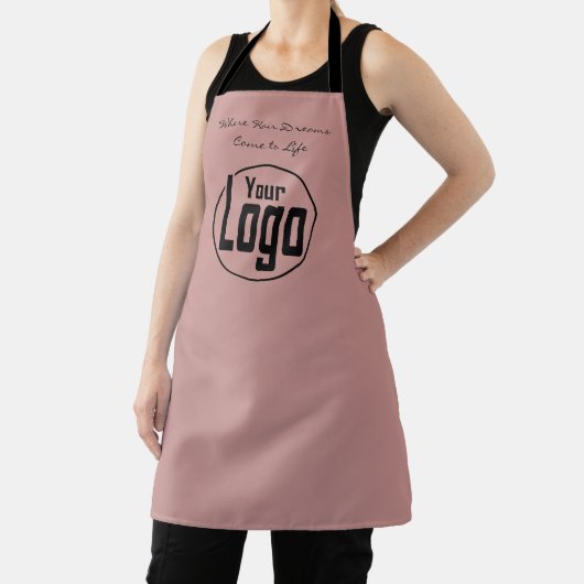カスタムピンクブラックヘアサロンロゴのタグライン エプロン (インサイチュ)
