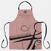 カスタムピンクブラックロゴモットヘアツール エプロン (正面)