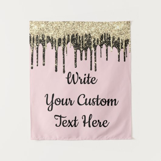 カスタムピンクブラック記念撮影ブース背景 タペストリー (正面)