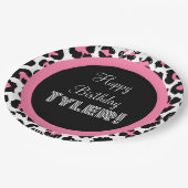 カスタムピンクブラック&ホワイトチーズプリント ペーパープレート (アングル)