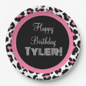 カスタムピンクブラック&ホワイトチーズプリント ペーパープレート (正面)