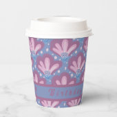 カスタムピンクブルーウォーターフローラ 紙コップ (裏面)