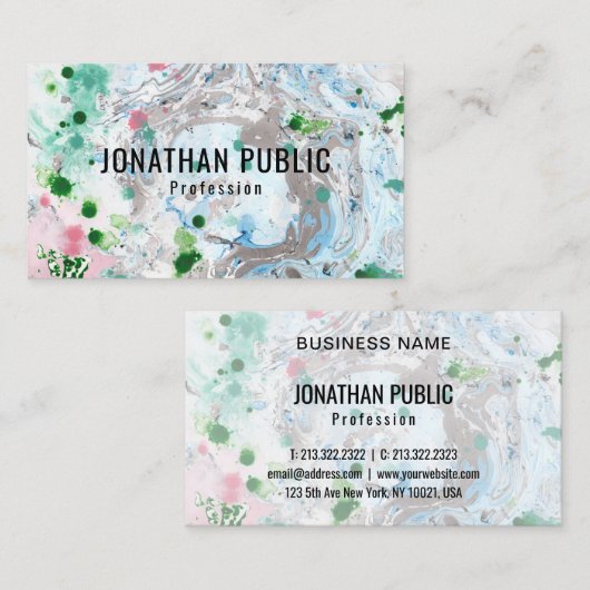 カスタムピンクブルーグリーントレンディーモダン抽象芸術アート 名刺 (正面/裏面)