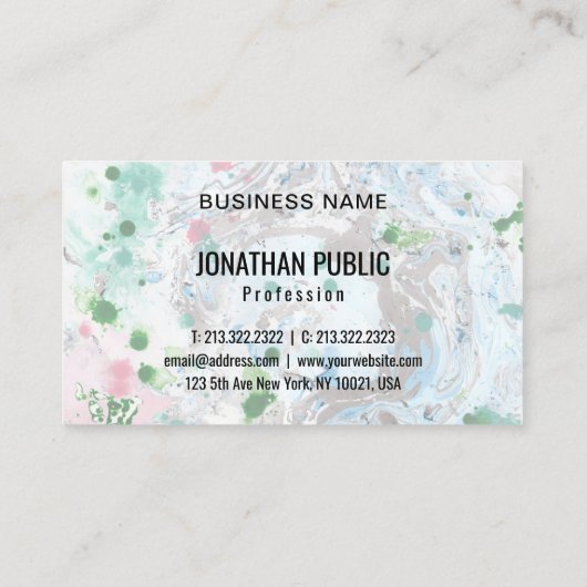 カスタムピンクブルーグリーントレンディーモダン抽象芸術アート 名刺 (裏面)
