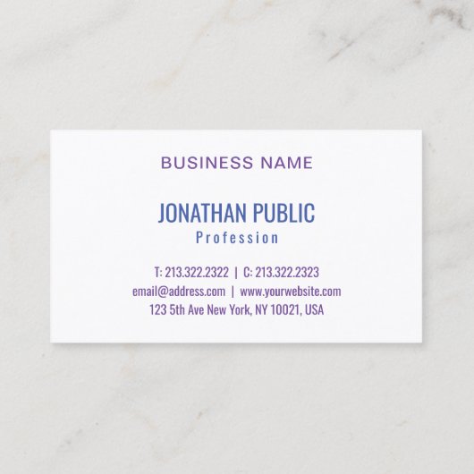 カスタムピンクブルーパープルトレンディーモダン抽象芸術アート 名刺 (裏面)