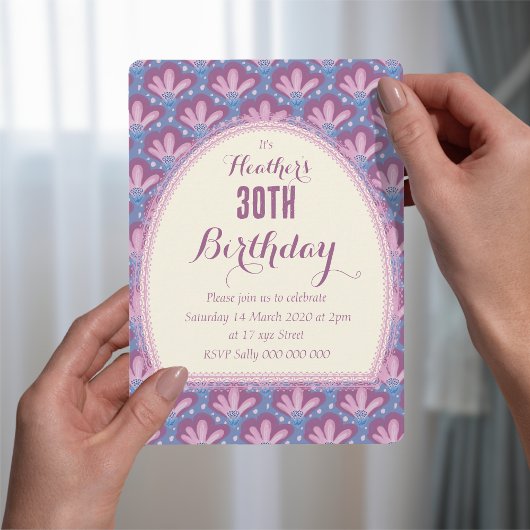 カスタムピンクブルー水カラー予測できなフローラ 招待状