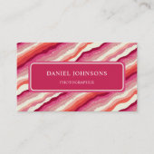 カスタムピンクホワイトレッドオレンジ波モノグラム 名刺 (正面)