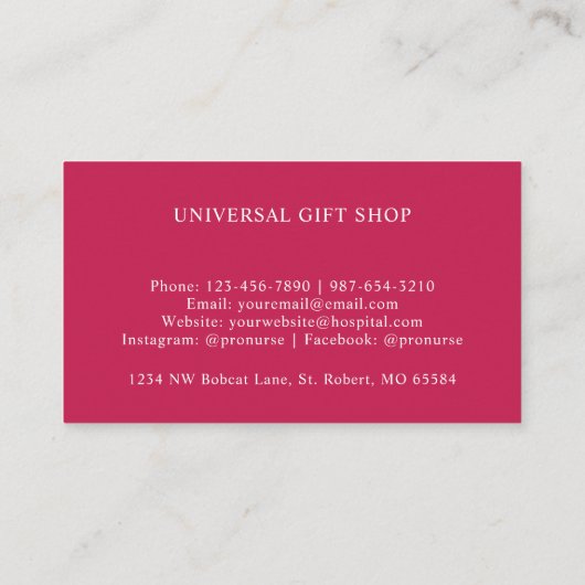 カスタムピンクホワイトレッドオレンジ波モノグラム 名刺 (裏面)