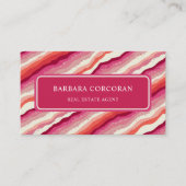 カスタムピンクホワイトレッドオレンジ波モノグラム 名刺 (正面)