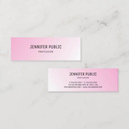 カスタムピンクホワモダンイエレガントシンプルテンプレート スキニー名刺 (正面/裏面)