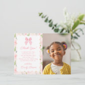 カスタムピンクボウフローラコケット美的写真 サンキューカード (スタンド正面)