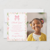 カスタムピンクボウフローラコケット美的写真 サンキューカード (正面)