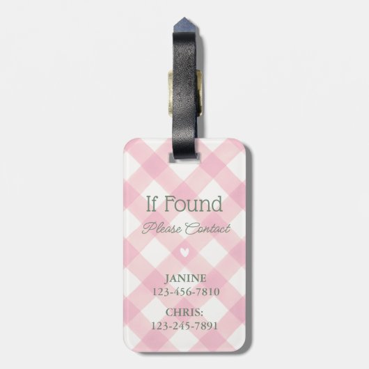 カスタムピンクボウフローラコケット美的写真 ラゲッジタグ (裏面縦)