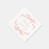 カスタムピンクボウ赤ちゃんシャワーナプキン スタンダードカクテルナプキン (角)