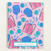カスタムピンクボールとボールのパドル名門私立校風の プランナー手帳 (正面)
