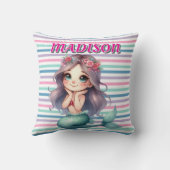 カスタムピンクマーメイドパタストライプのーン クッション (裏面)