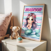 カスタムピンクマーメイドパタストライプのーン