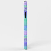 カスタムピンクミントグリーンブルーパープルストライプパタン Case-Mate iPhoneケース (裏面/右)