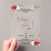 カスタムピンクモダンアクリル結婚式招待状 アクリル招待状 (インサイチュ (ポータブル))