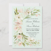 カスタムピンクライトパステルグリーンロマンチックコーナー 招待状 (正面)