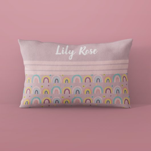 カスタムピンクレインボーパターンキッズ 枕カバー
