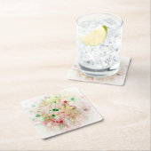 カスタムピンクレッドイエローグリーン抽象芸術モダン スクエアペーパーコースター (インサイチュ)