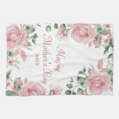カスタムピンクローズフローラハッピーマザーズ・デイ キッチンタオル (横)