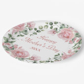 カスタムピンクローズフローラハッピーマザーズ・デイ ペーパープレート (アングル)