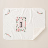 カスタムピンクローズルームデコール&デザイン シェルパブランケット (正面(横))