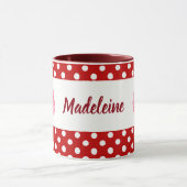 カスタムピンクローゼスフローラアート水玉模様 マグカップ (中央)