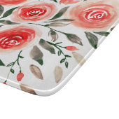 カスタムピンクローゼズウォーターカラーフローライラストレーション カッティングボード (角)