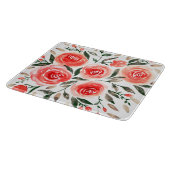 カスタムピンクローゼズウォーターカラーフローライラストレーション カッティングボード (角)