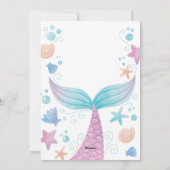 カスタムピンク人魚パーティー誕生日招待状 シーズンカード (裏面)