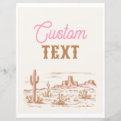 カスタムピンク女性のカーボーイパーティー標識 (正面)