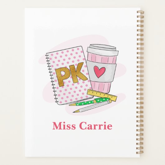 カスタムピンク幼稚園前名門私立校風の学校 プランナー手帳 (裏面)