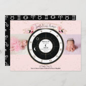 カスタムピンク星占いサンムーン誕生のお知らせ 招待状 (正面/裏面)